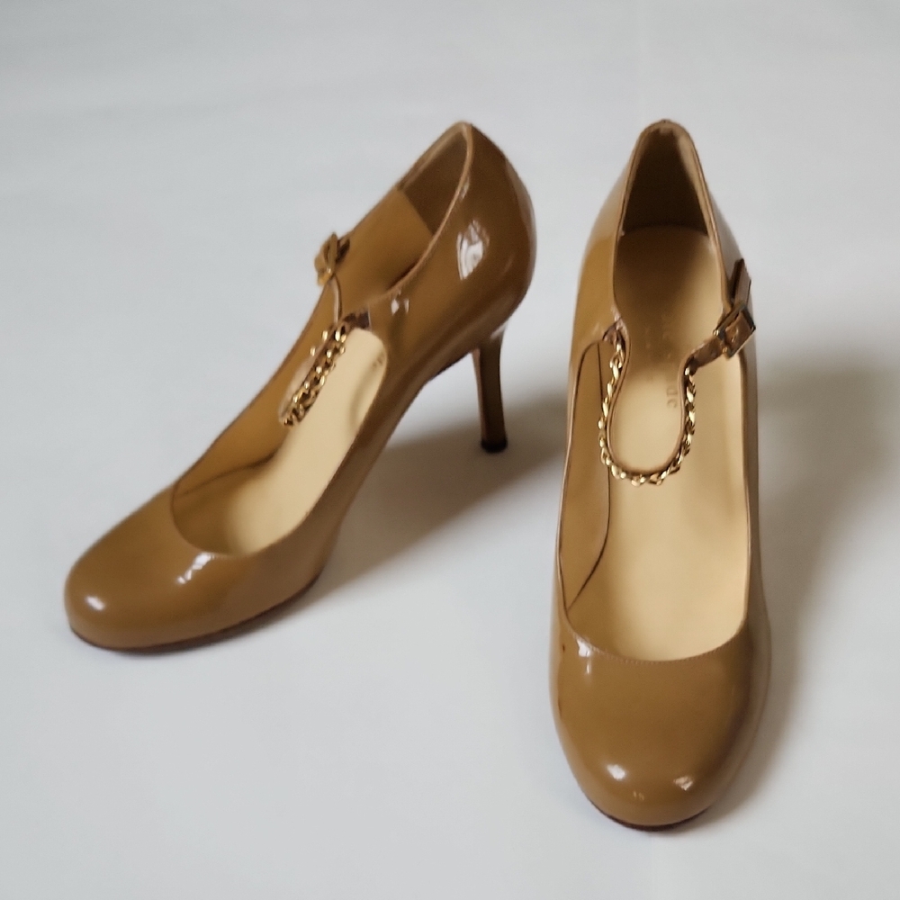 Kate Spade Camel Tan Women's Heels With Gold Chain Strap